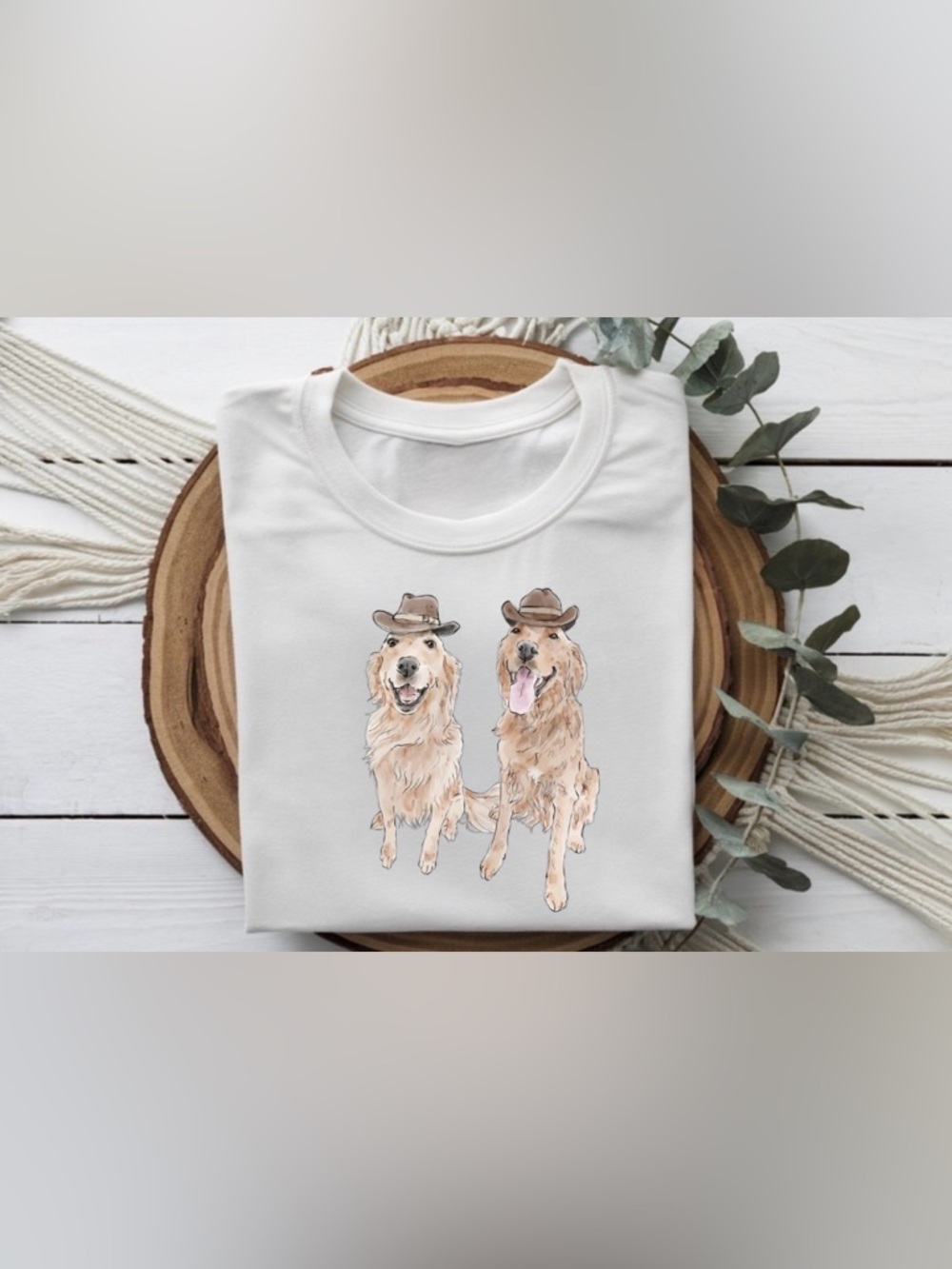 Golden Retriever Cowboy Hat Graphic Tee | Cute Dog Shirt Gift